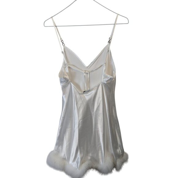 In Bloom by Jonquil sz S Hope Faux Feather Trim Satin Chemise Intimate Feminine - Picture 12 of 15